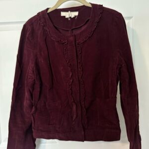 Burgundy Ruffled Corduroy Jacket
